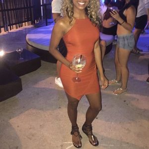 Necessary Clothing Orange Mini Fitted Dress